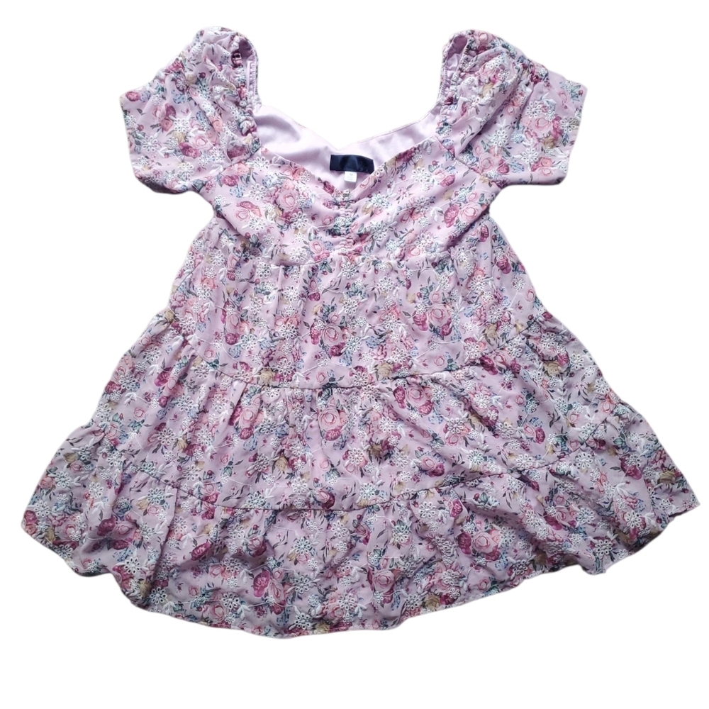 Floral Pink Short Sleeve Dress
